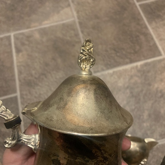 3 piece Vintage Tea Coffee Silverplated Victorian Rose Wm Rogers Creamer Sugar - Picture 3 of 11